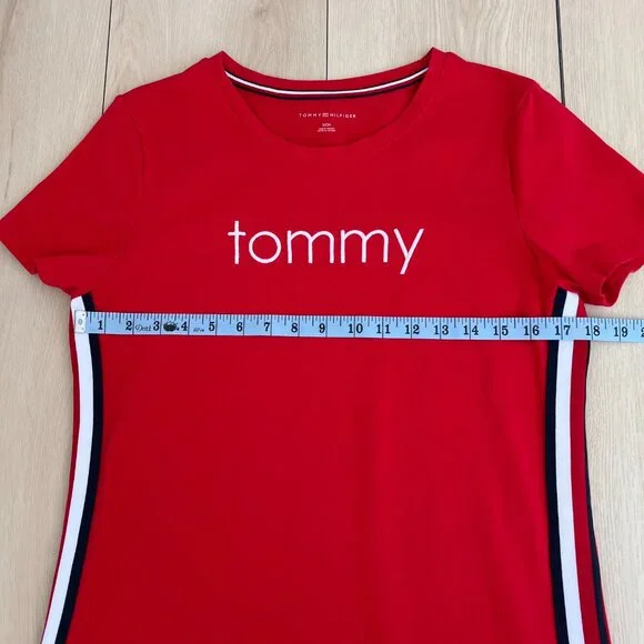 Tommy Hilfiger Tommy Embroidered Logo Red T-Shirt Dress Small / Sporty Spice - Picture 6 of 14